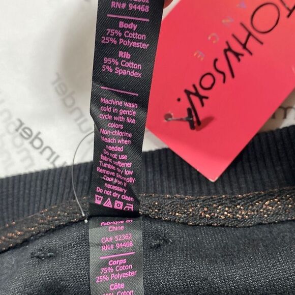 Betsey Johnson Performance Velour Criss-Cross Pullover Sweatshirt Black Small Ne - Picture 13 of 14